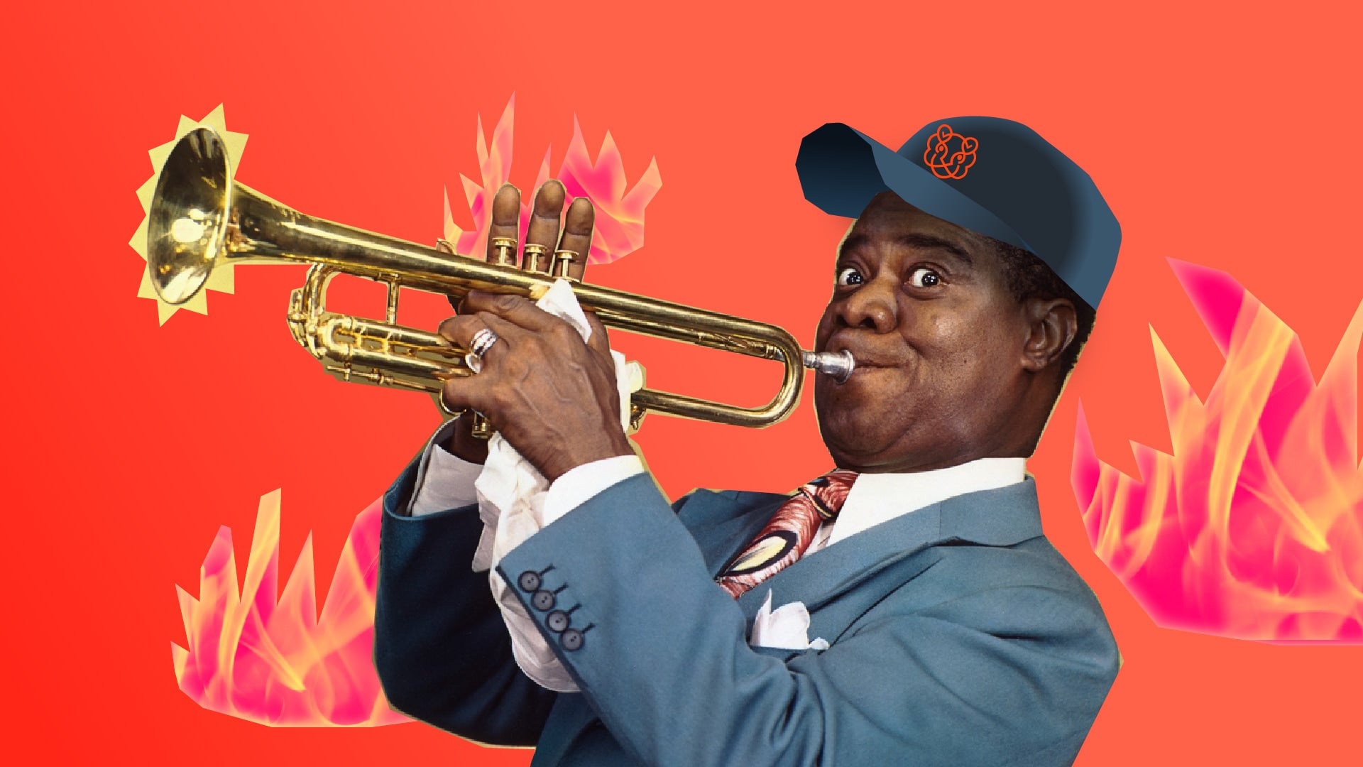 Louis Armstrong wearing a Leo cap – Team Leo