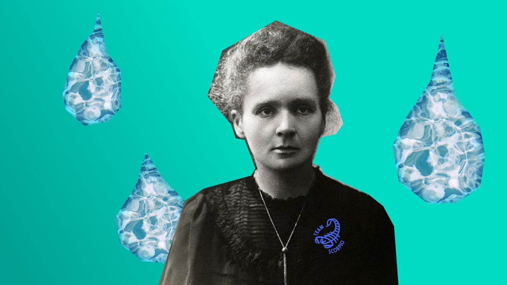 Marie Curie wearing a Team Scorpio T-shirt – Team Scorpio